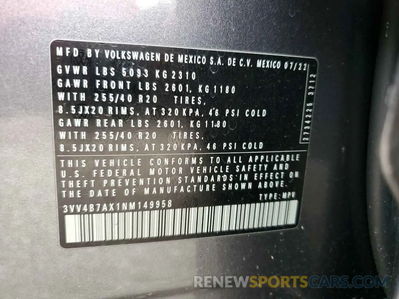 13 fotografías del automóvil dañado 3VV4B7AX1NM149958 VOLKSWAGEN TIGUAN 2022