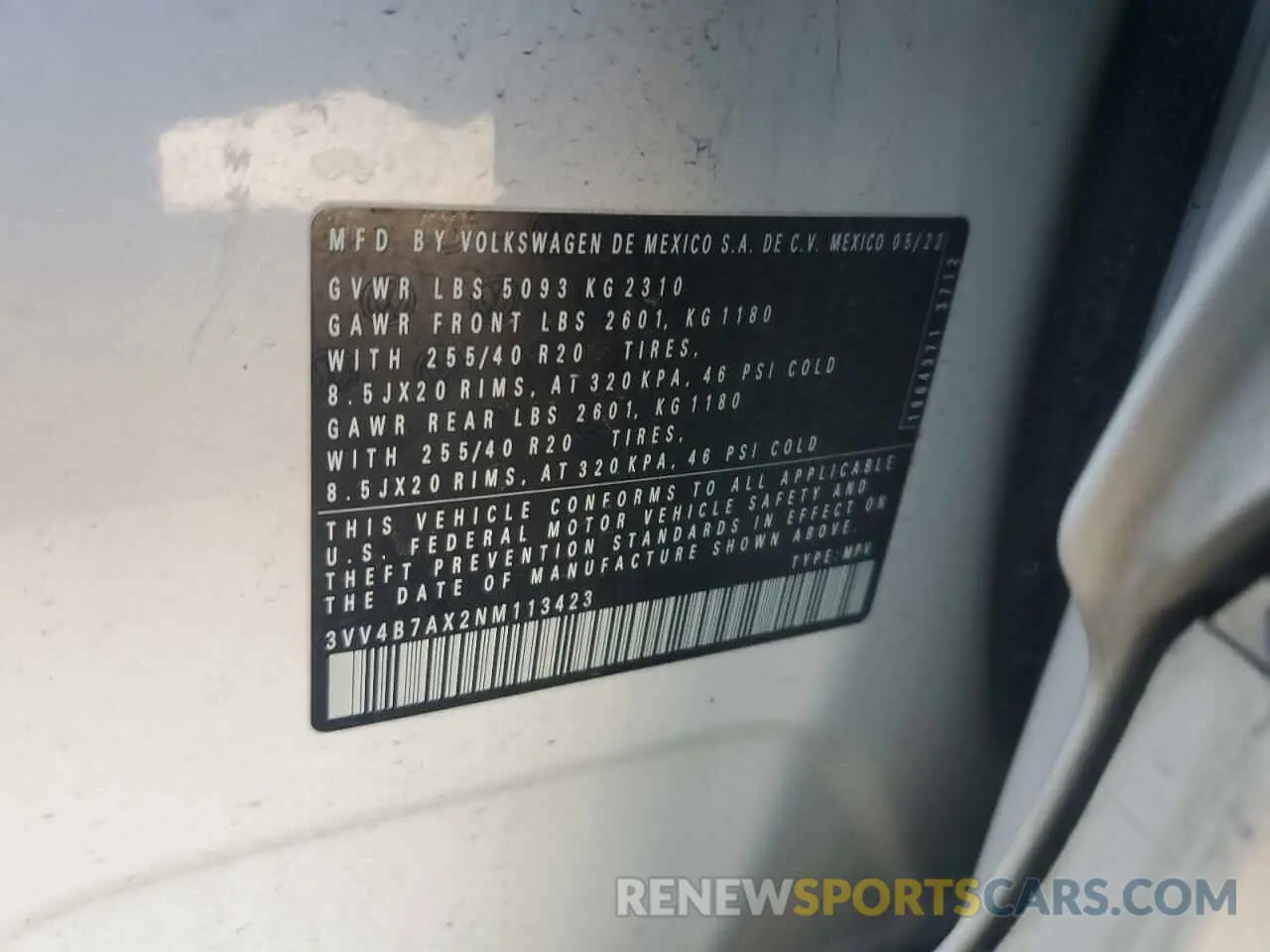 15 fotografías del automóvil dañado 3VV4B7AX2NM113423 VOLKSWAGEN TIGUAN 2022