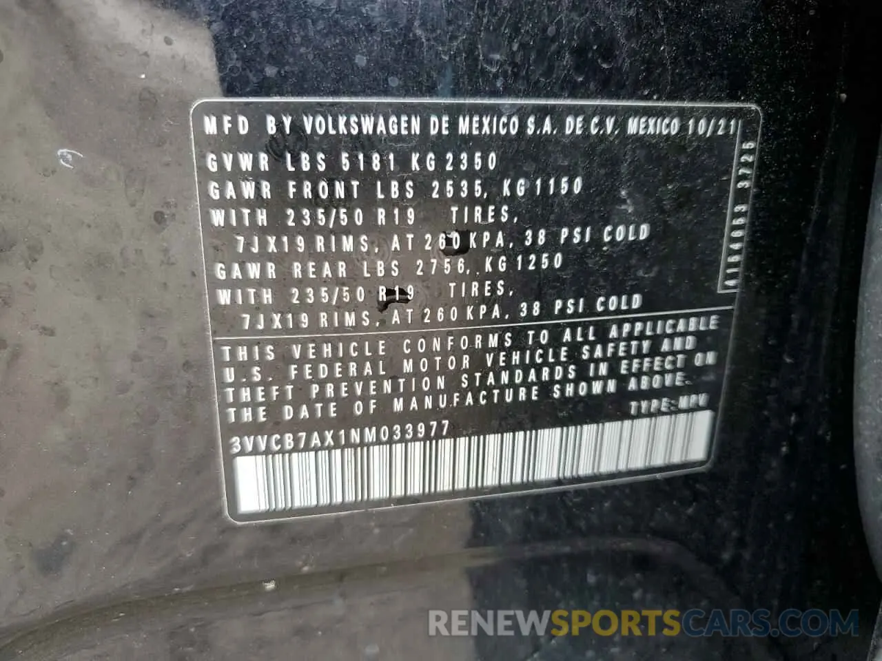 14 fotografías del automóvil dañado 3VVCB7AX1NM033977 VOLKSWAGEN TIGUAN 2022