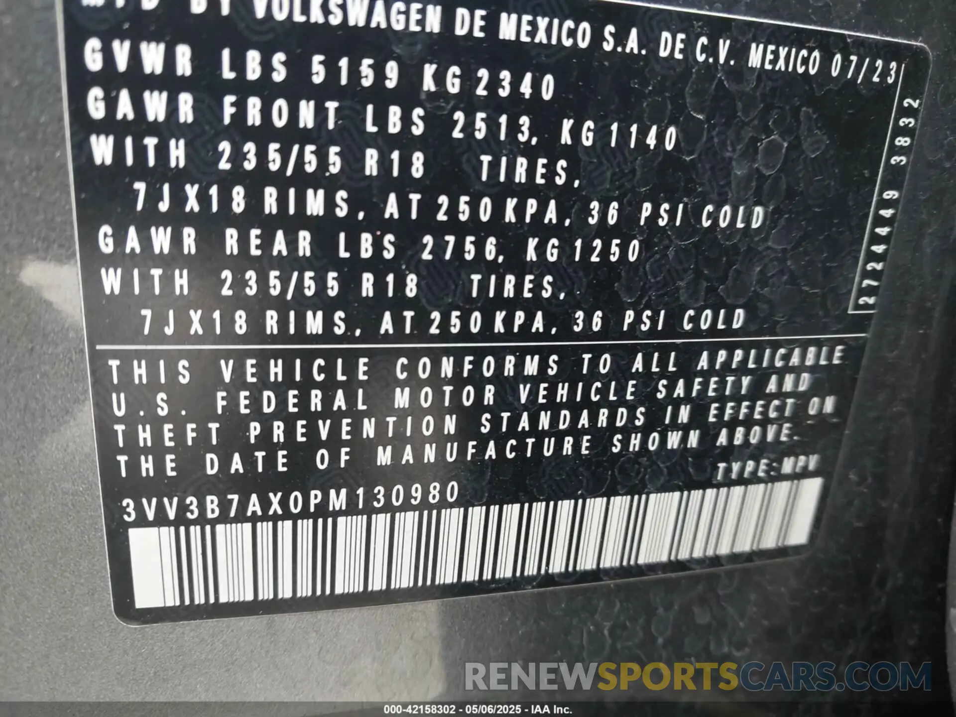 9 fotografías del automóvil dañado 3VV3B7AX0PM130980 VOLKSWAGEN TIGUAN 2023