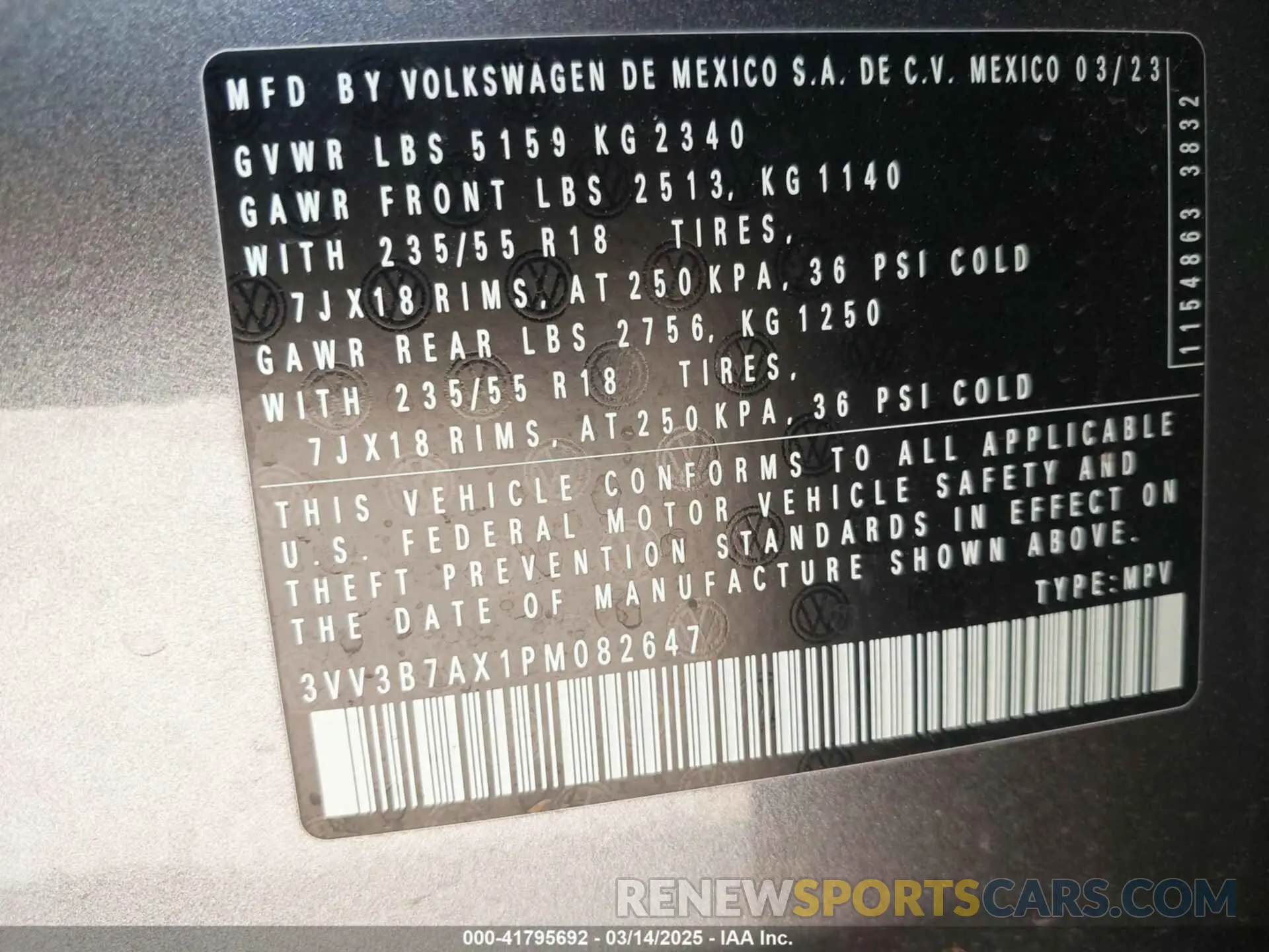 9 fotografías del automóvil dañado 3VV3B7AX1PM082647 VOLKSWAGEN TIGUAN 2023