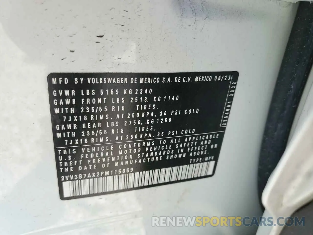 15 fotografías del automóvil dañado 3VV3B7AX2PM115669 VOLKSWAGEN TIGUAN 2023