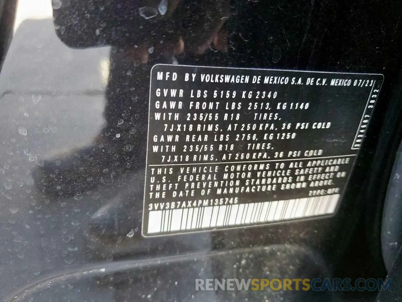 12 fotografías del automóvil dañado 3VV3B7AX4PM135745 VOLKSWAGEN TIGUAN 2023