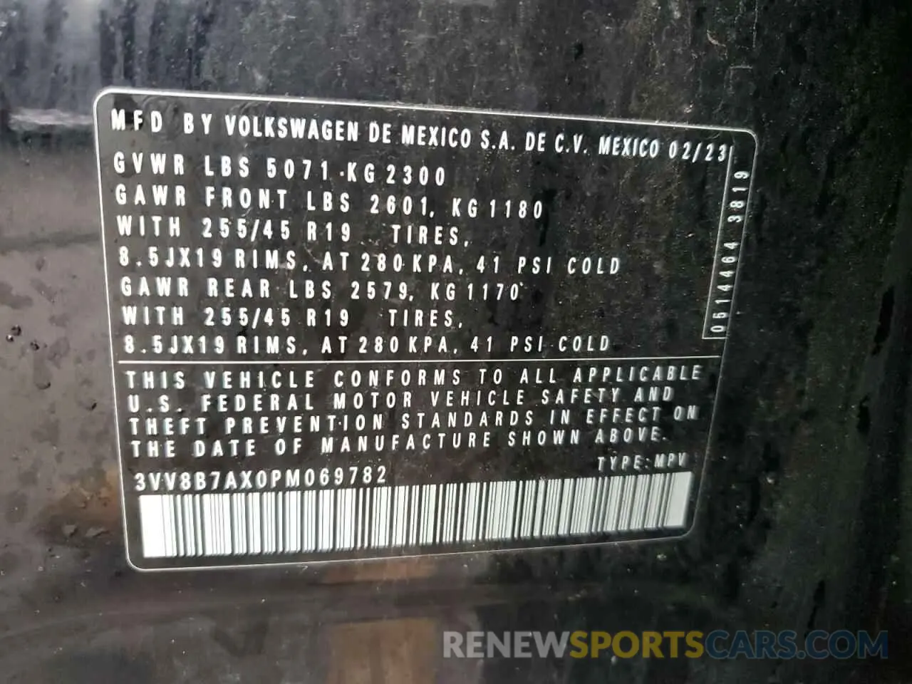 12 fotografías del automóvil dañado 3VV8B7AX0PM069782 VOLKSWAGEN TIGUAN 2023