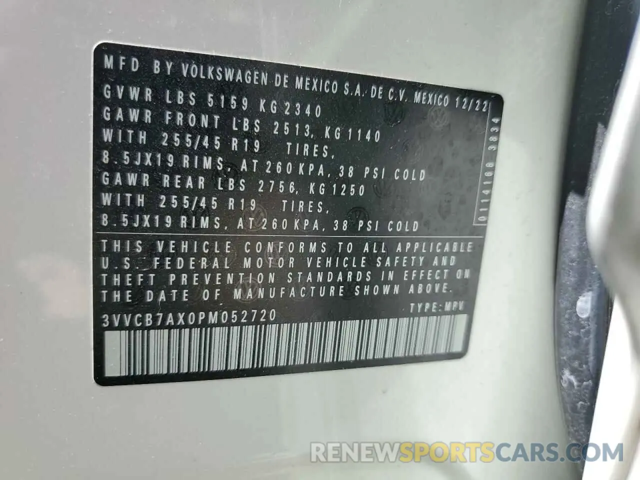 13 fotografías del automóvil dañado 3VVCB7AX0PM052720 VOLKSWAGEN TIGUAN 2023