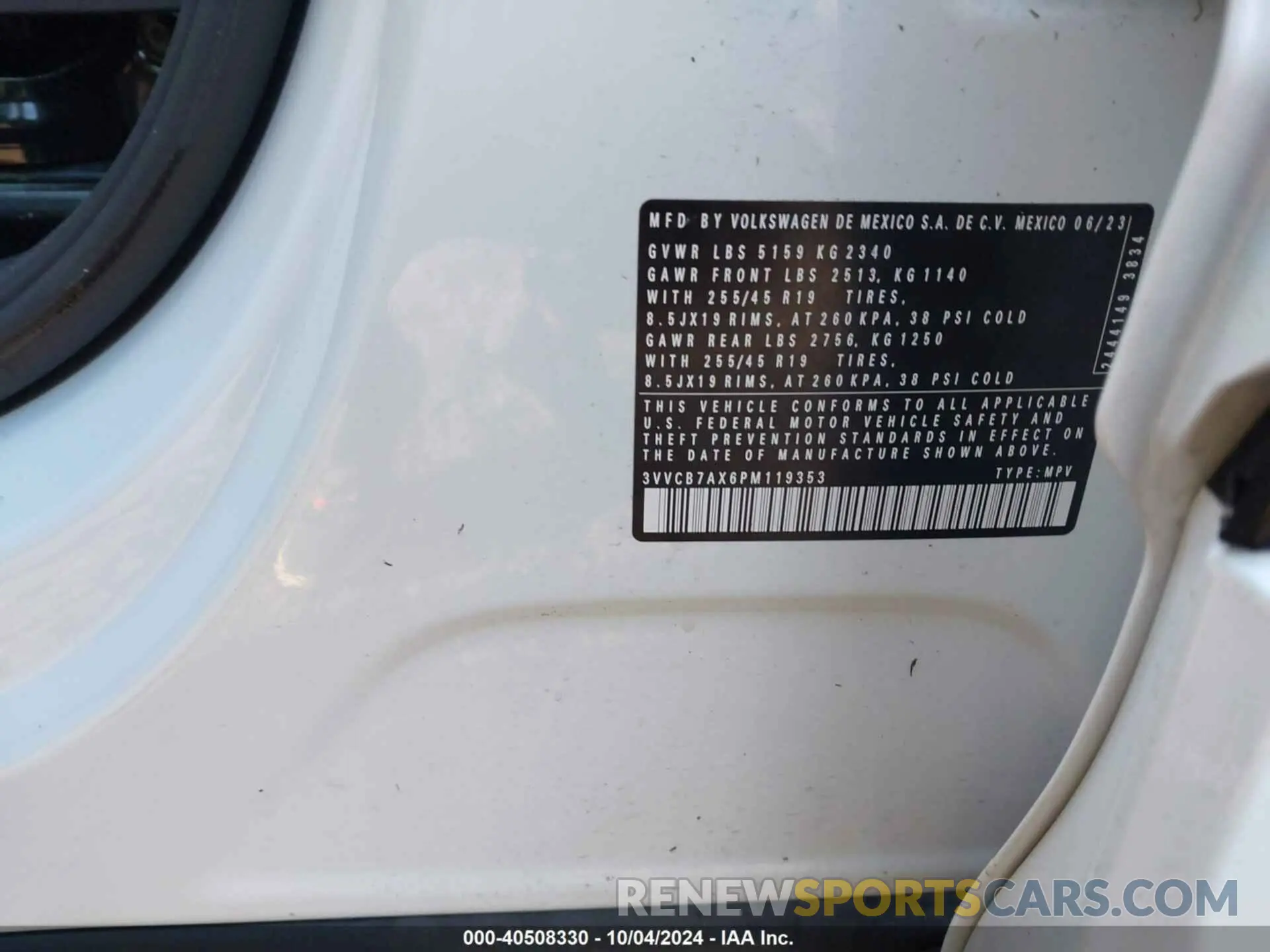 9 fotografías del automóvil dañado 3VVCB7AX6PM119353 VOLKSWAGEN TIGUAN 2023