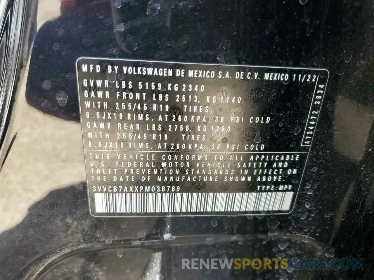 13 fotografías del automóvil dañado 3VVCB7AXXPM038789 VOLKSWAGEN TIGUAN 2023