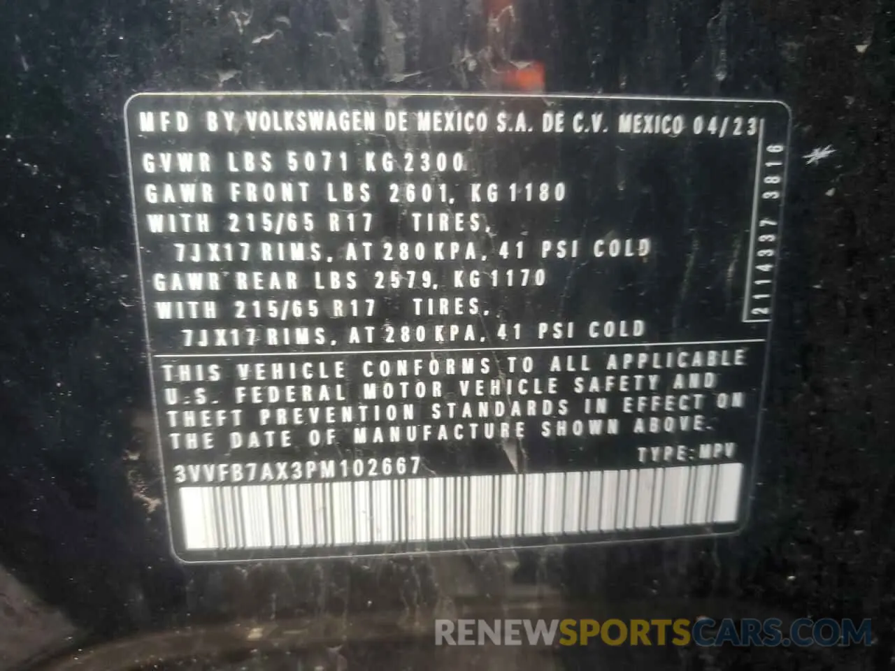 13 fotografías del automóvil dañado 3VVFB7AX3PM102667 VOLKSWAGEN TIGUAN 2023