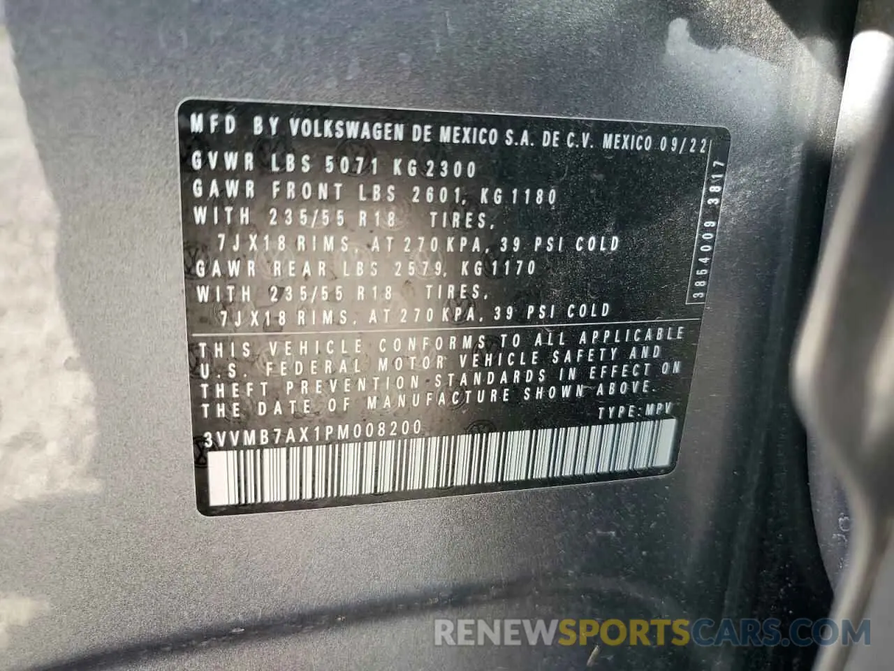 13 fotografías del automóvil dañado 3VVMB7AX1PM008200 VOLKSWAGEN TIGUAN 2023