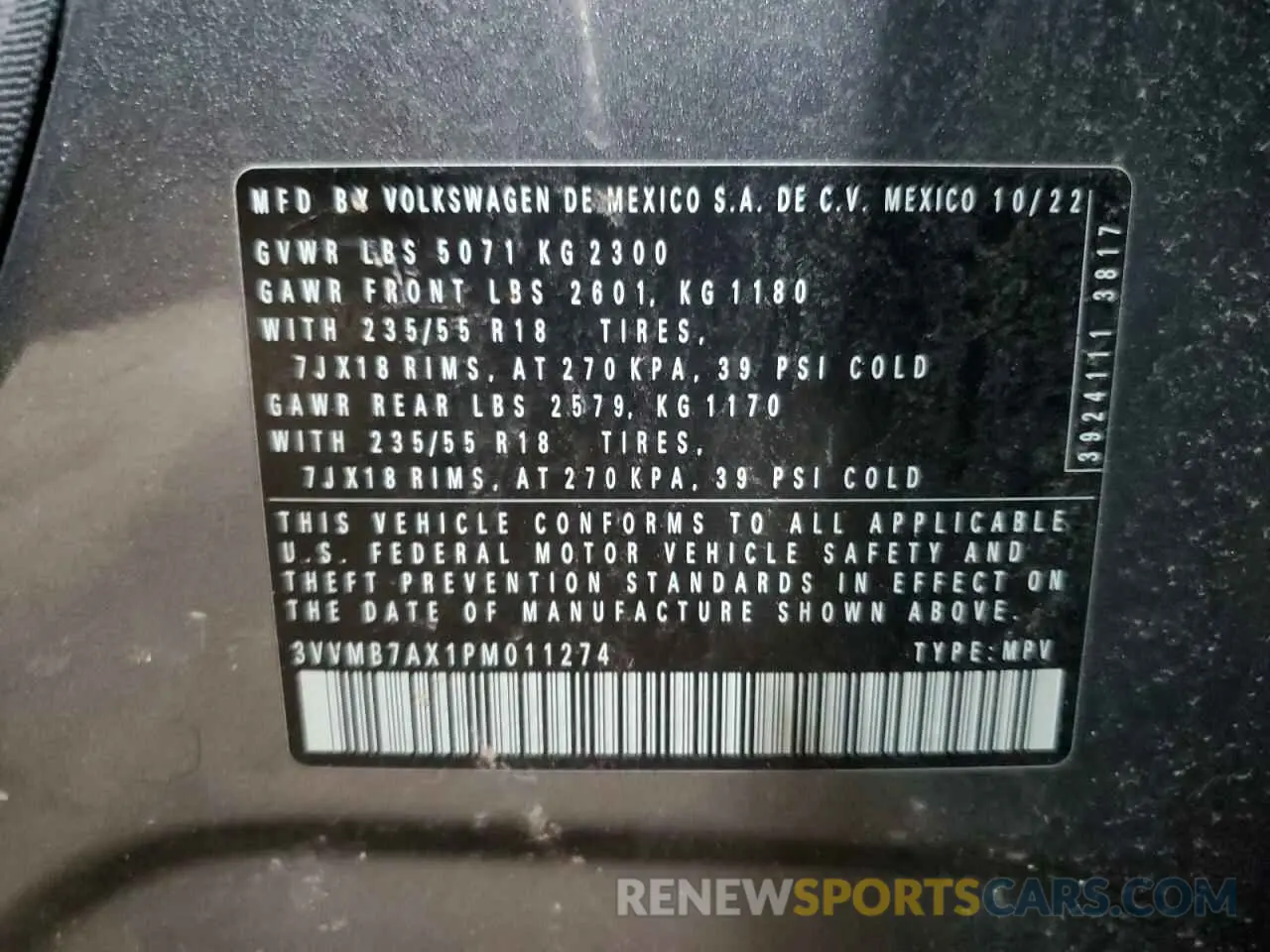 14 fotografías del automóvil dañado 3VVMB7AX1PM011274 VOLKSWAGEN TIGUAN 2023