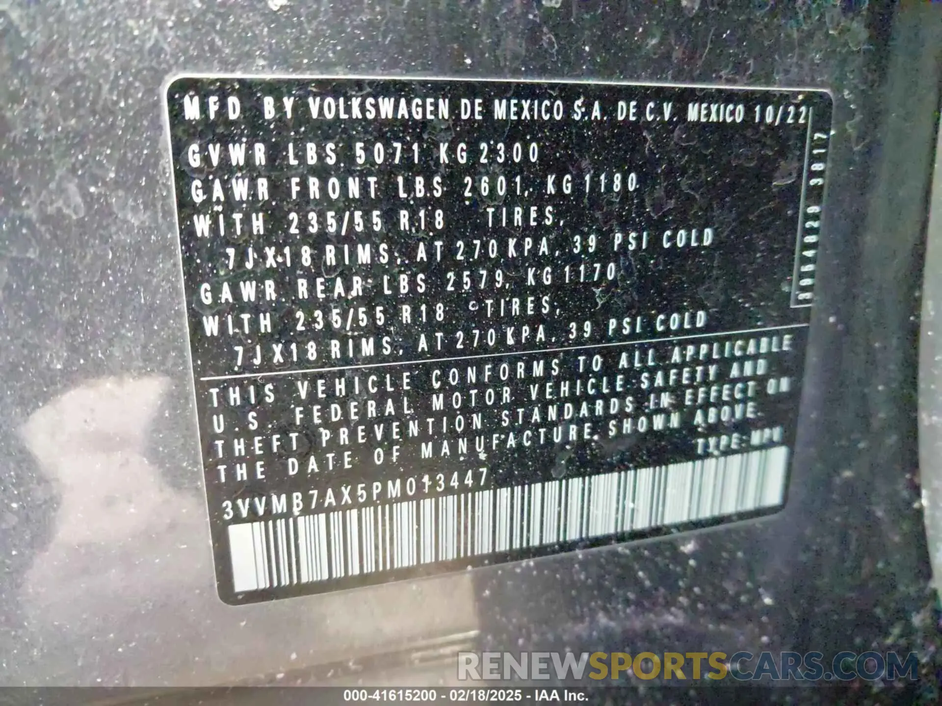 9 fotografías del automóvil dañado 3VVMB7AX5PM013447 VOLKSWAGEN TIGUAN 2023