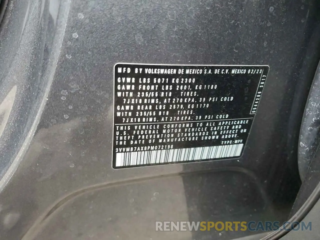 13 fotografías del automóvil dañado 3VVMB7AX8PM072198 VOLKSWAGEN TIGUAN 2023
