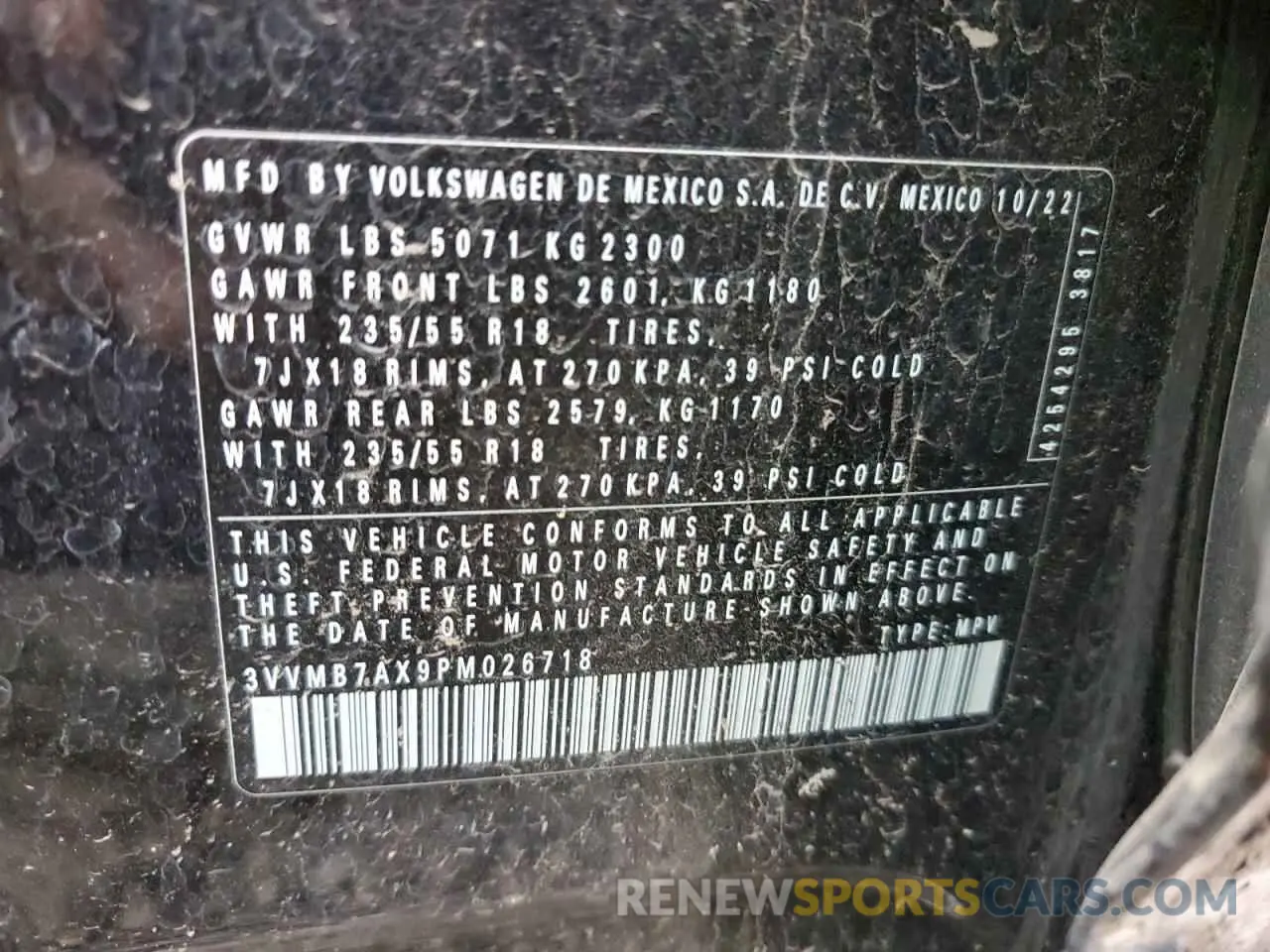 12 fotografías del automóvil dañado 3VVMB7AX9PM026718 VOLKSWAGEN TIGUAN 2023