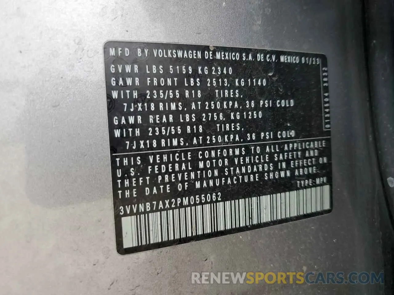 13 fotografías del automóvil dañado 3VVNB7AX2PM055062 VOLKSWAGEN TIGUAN 2023