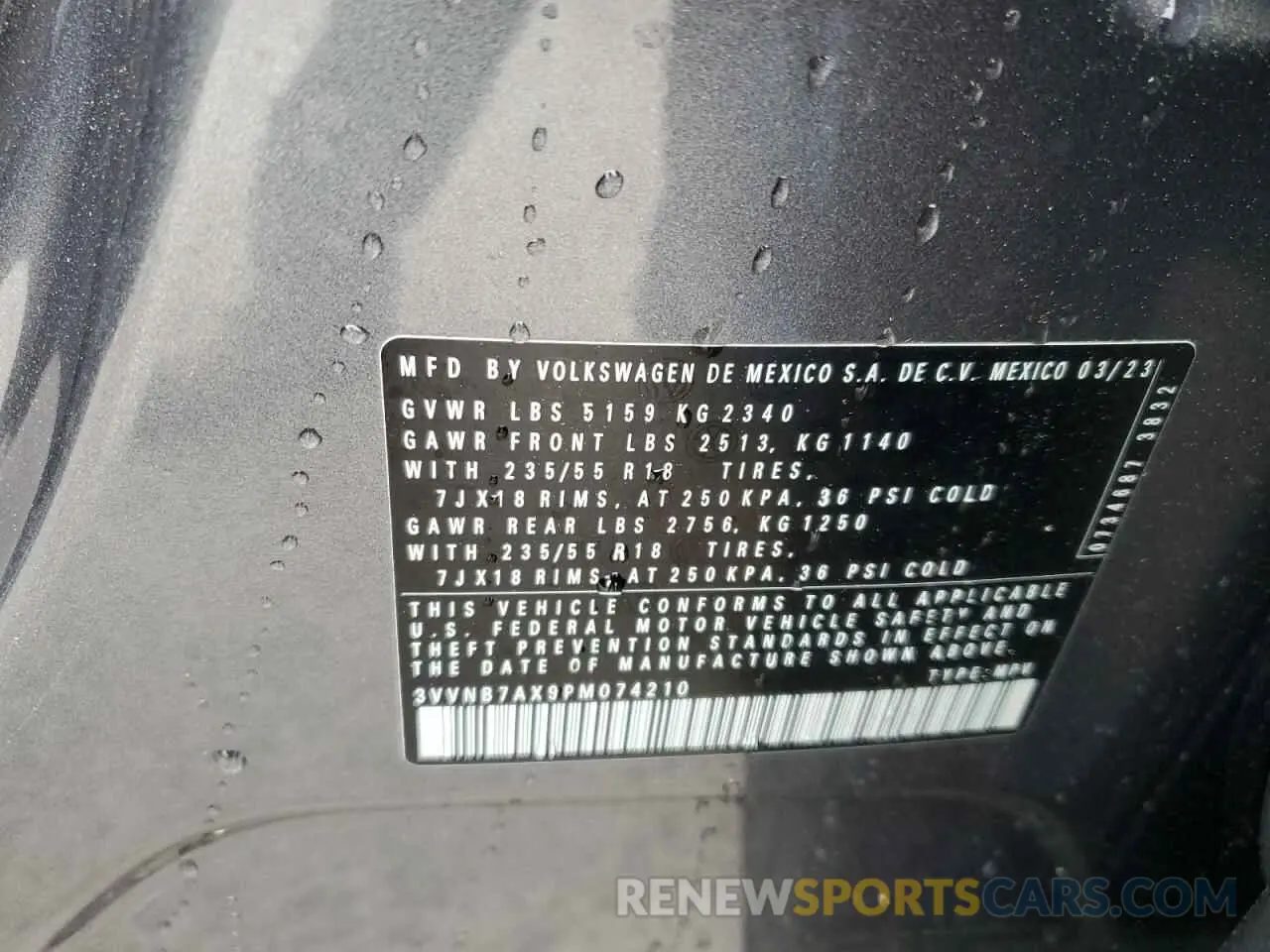 13 fotografías del automóvil dañado 3VVNB7AX9PM074210 VOLKSWAGEN TIGUAN 2023