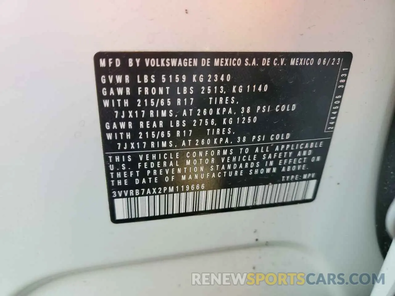 14 fotografías del automóvil dañado 3VVRB7AX2PM119666 VOLKSWAGEN TIGUAN 2023