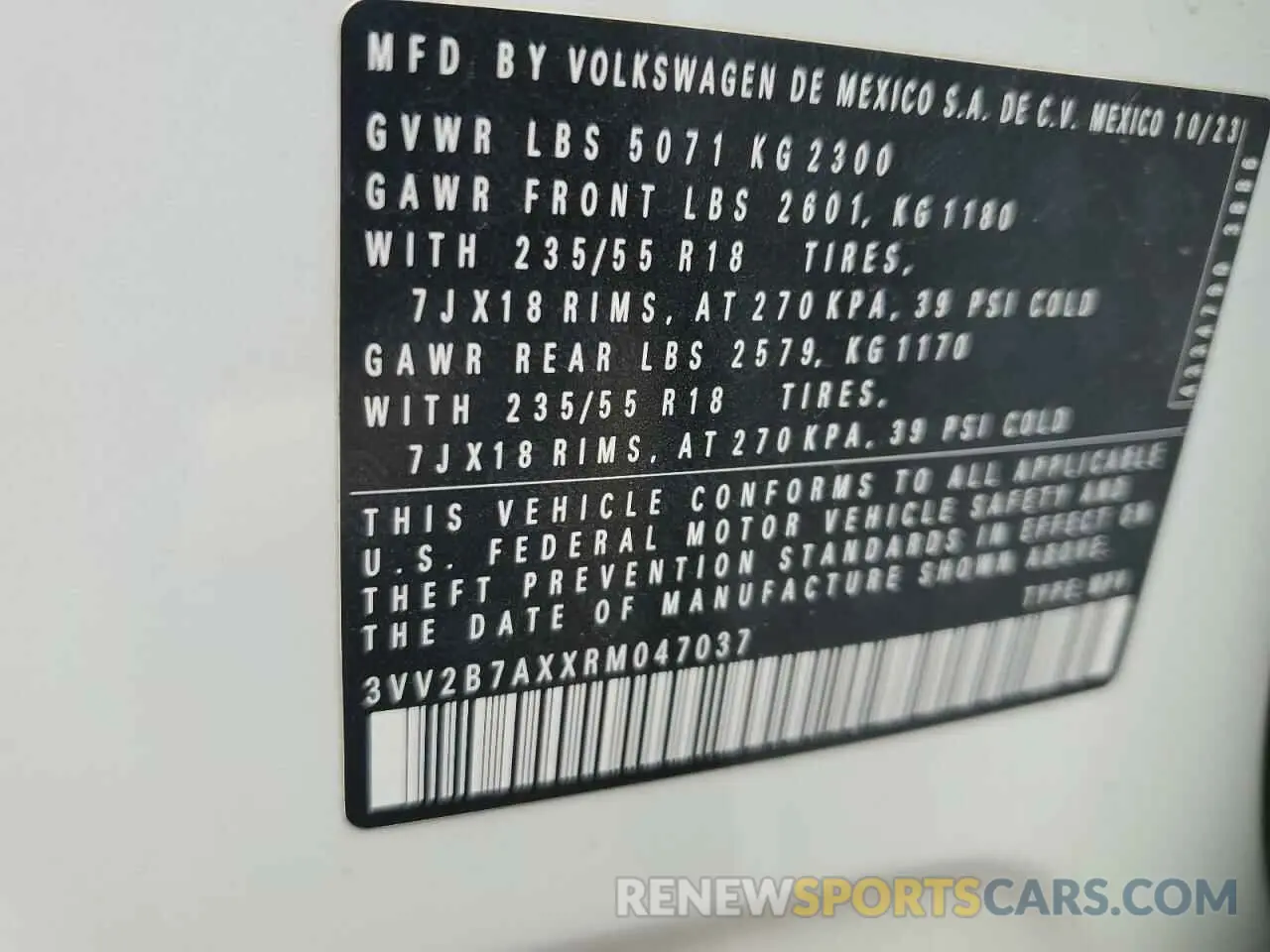 15 fotografías del automóvil dañado 3VV2B7AXXRM047037 VOLKSWAGEN TIGUAN 2024
