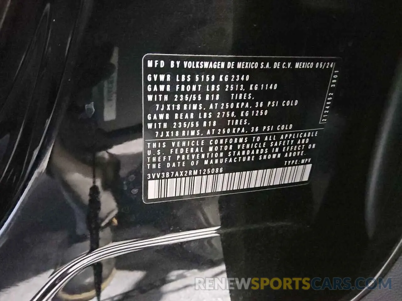 14 fotografías del automóvil dañado 3VV3B7AX2RM125086 VOLKSWAGEN TIGUAN 2024