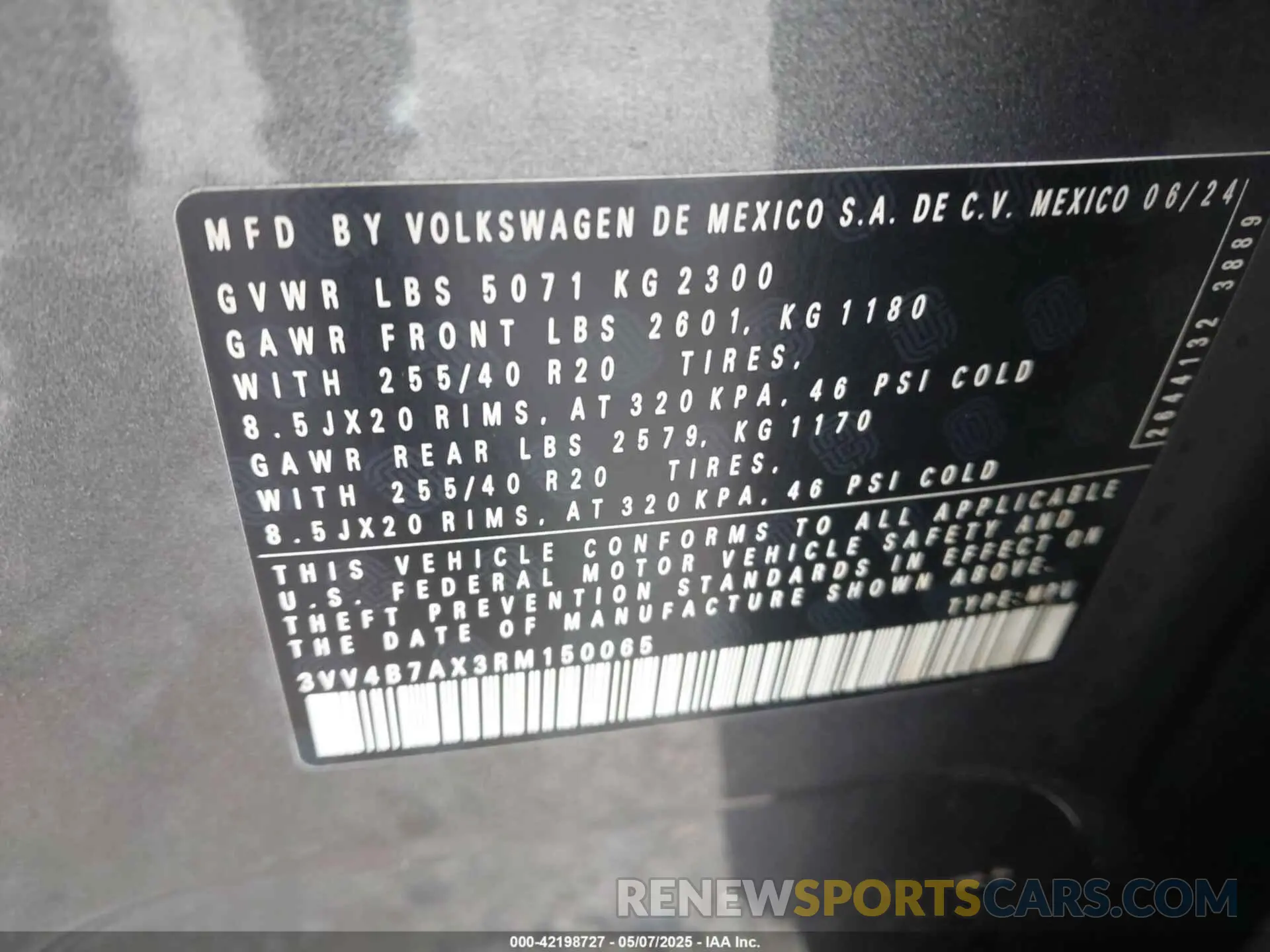 9 fotografías del automóvil dañado 3VV4B7AX3RM150065 VOLKSWAGEN TIGUAN 2024