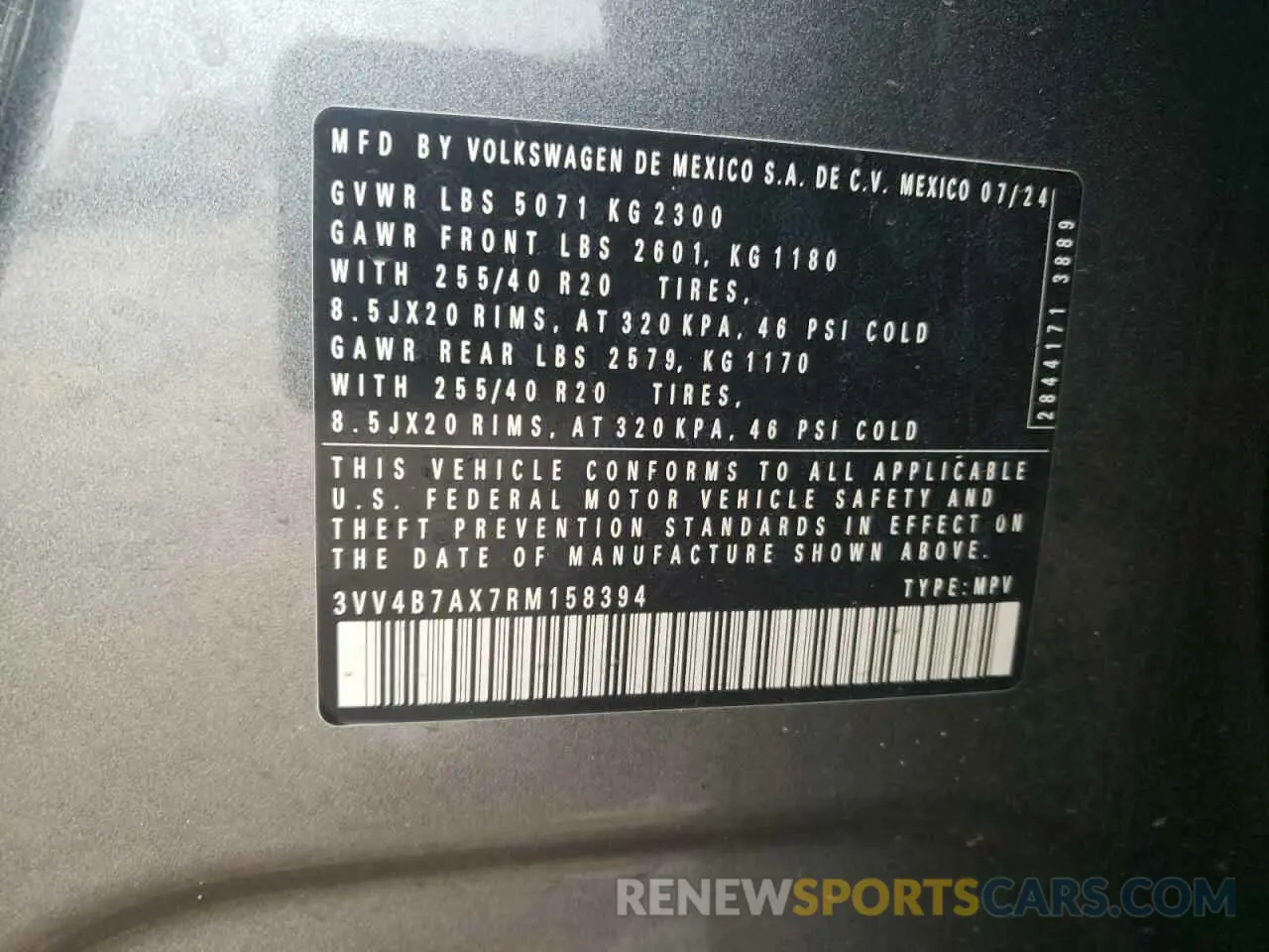14 fotografías del automóvil dañado 3VV4B7AX7RM158394 VOLKSWAGEN TIGUAN 2024