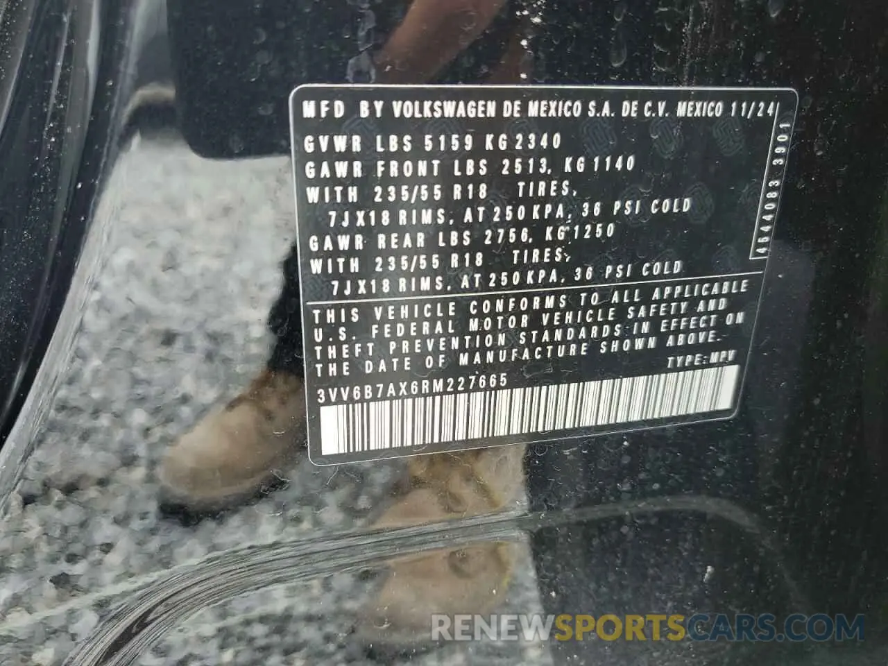 13 fotografías del automóvil dañado 3VV6B7AX6RM227665 VOLKSWAGEN TIGUAN 2024