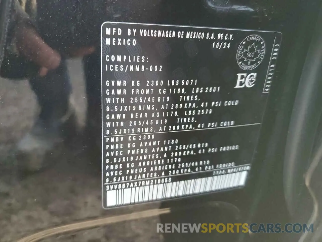 14 fotografías del automóvil dañado 3VV8B7AX7RM218658 VOLKSWAGEN TIGUAN 2024