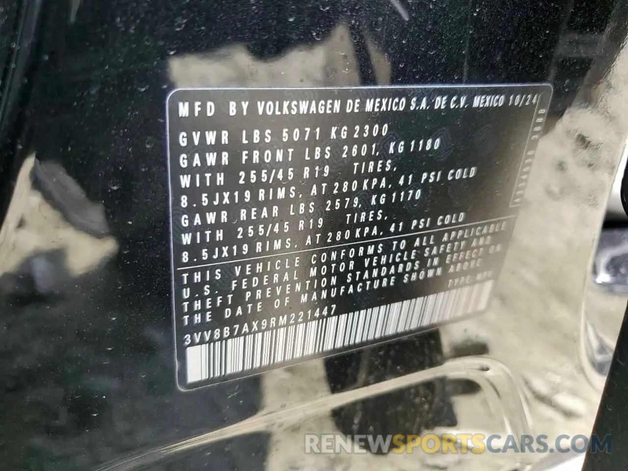 15 fotografías del automóvil dañado 3VV8B7AX9RM221447 VOLKSWAGEN TIGUAN 2024