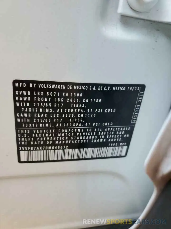 13 fotografías del automóvil dañado 3VVFB7AX7RM046672 VOLKSWAGEN TIGUAN 2024