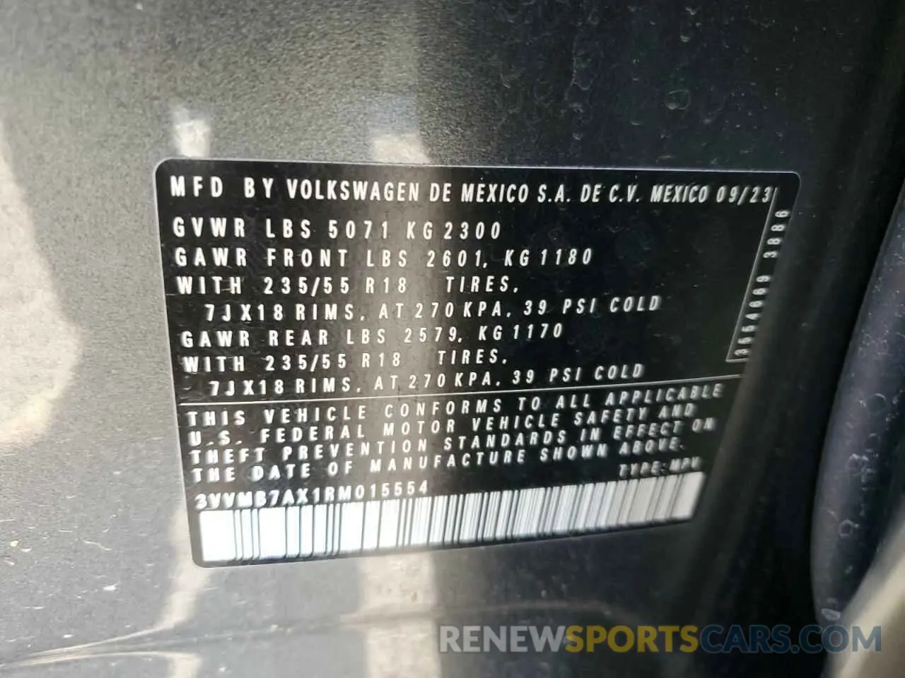 13 fotografías del automóvil dañado 3VVMB7AX1RM015554 VOLKSWAGEN TIGUAN 2024