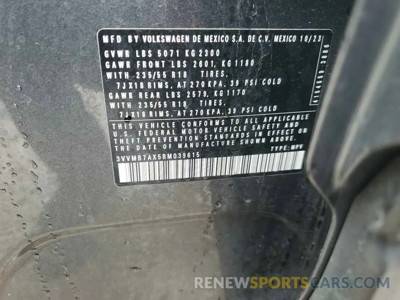 14 fotografías del automóvil dañado 3VVMB7AX5RM039615 VOLKSWAGEN TIGUAN 2024