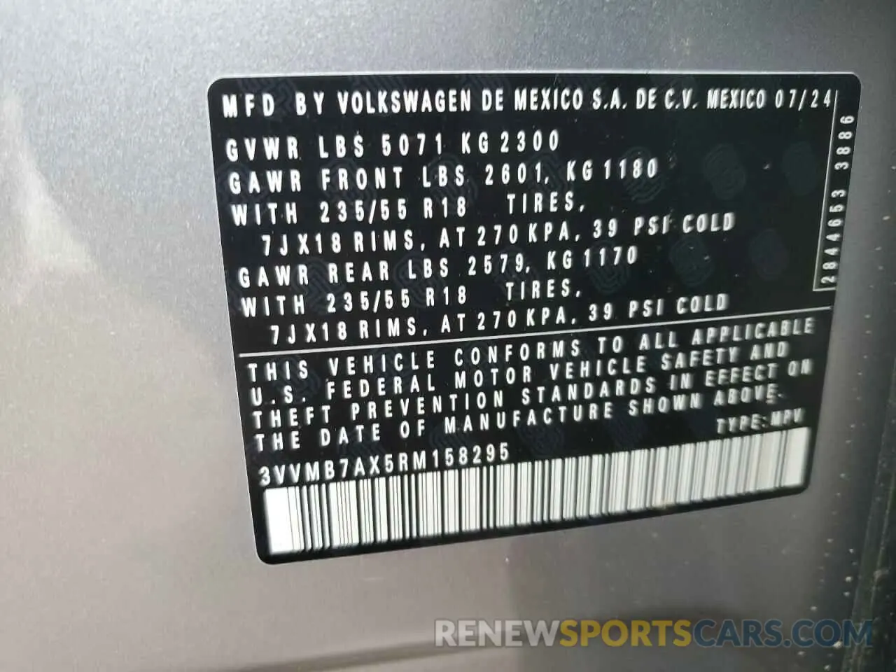 13 fotografías del automóvil dañado 3VVMB7AX5RM158295 VOLKSWAGEN TIGUAN 2024