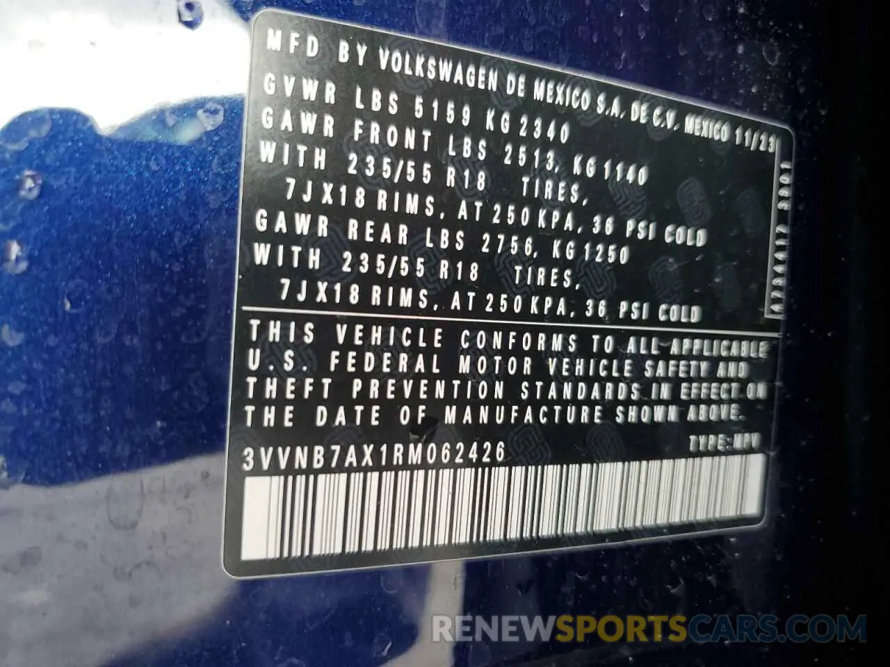 14 fotografías del automóvil dañado 3VVNB7AX1RM062426 VOLKSWAGEN TIGUAN 2024