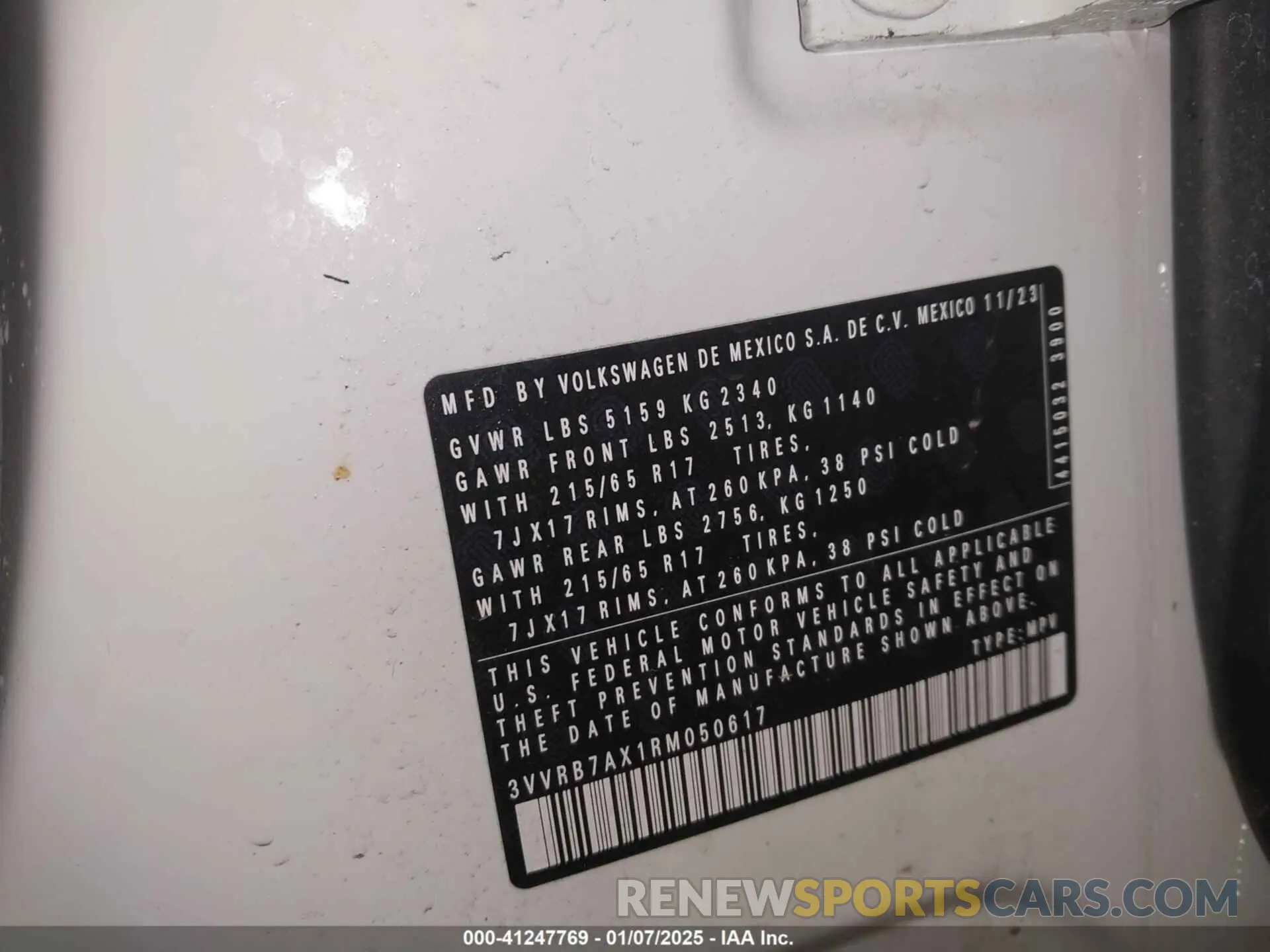 9 fotografías del automóvil dañado 3VVRB7AX1RM050617 VOLKSWAGEN TIGUAN 2024