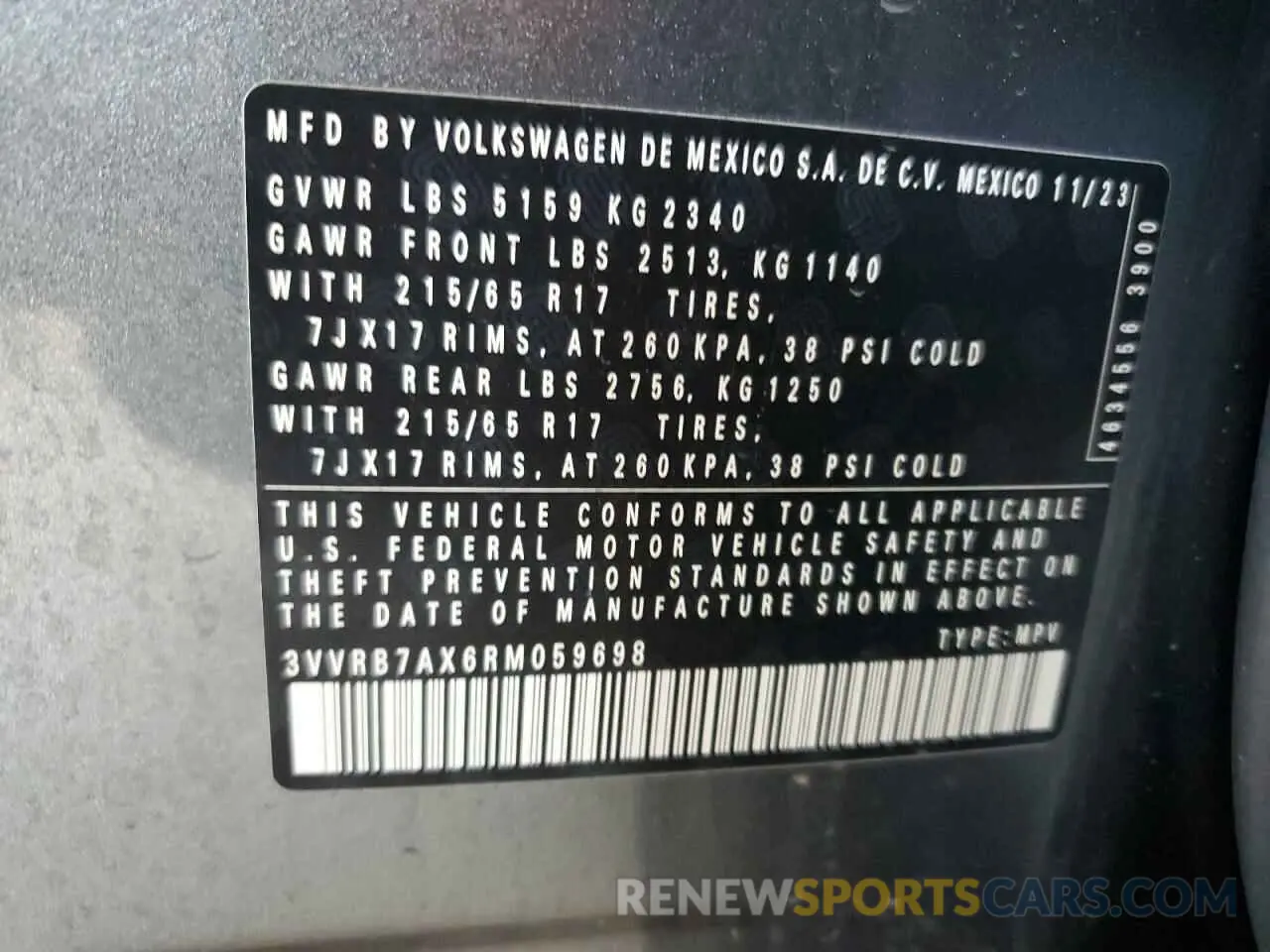13 fotografías del automóvil dañado 3VVRB7AX6RM059698 VOLKSWAGEN TIGUAN 2024