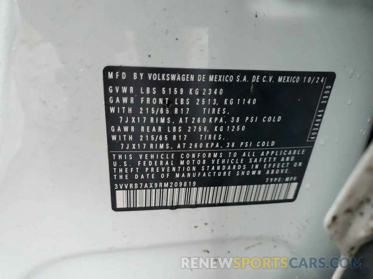 13 fotografías del automóvil dañado 3VVRB7AX9RM209819 VOLKSWAGEN TIGUAN 2024