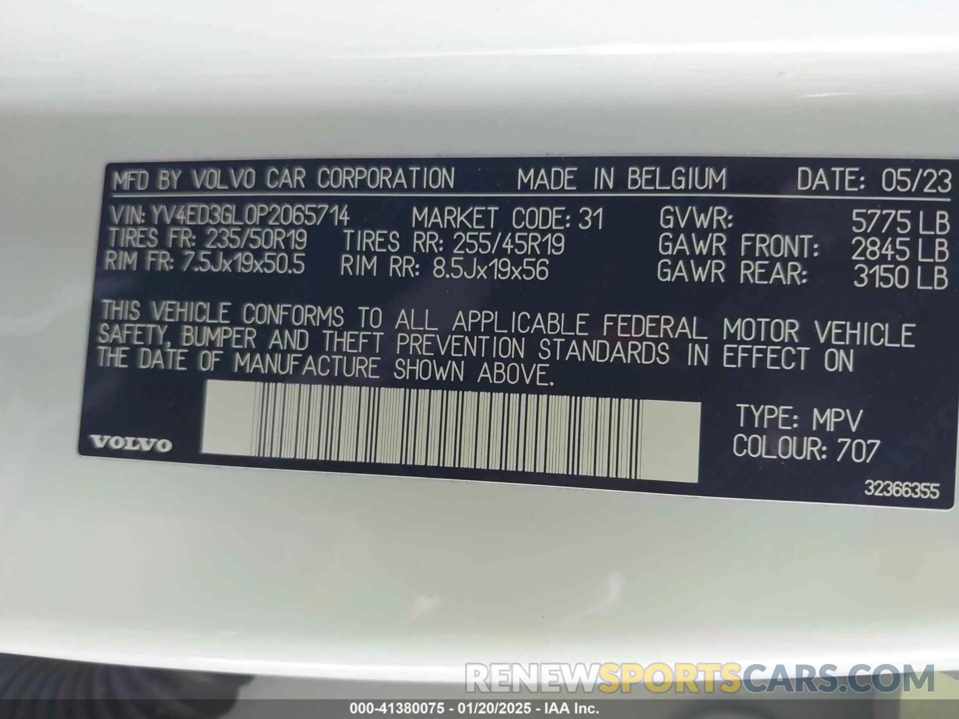 9 fotografías del automóvil dañado YV4ED3GL0P2065714 VOLVO C40 RECHARGE PURE ELECTRIC 2023