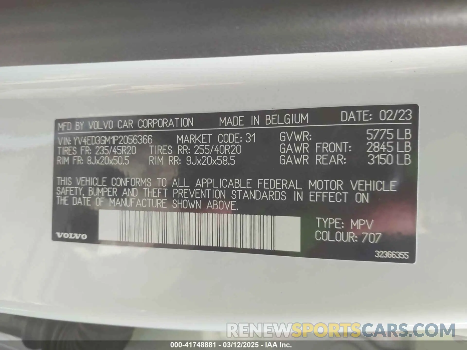 9 fotografías del automóvil dañado YV4ED3GM1P2056366 VOLVO C40 RECHARGE PURE ELECTRIC 2023