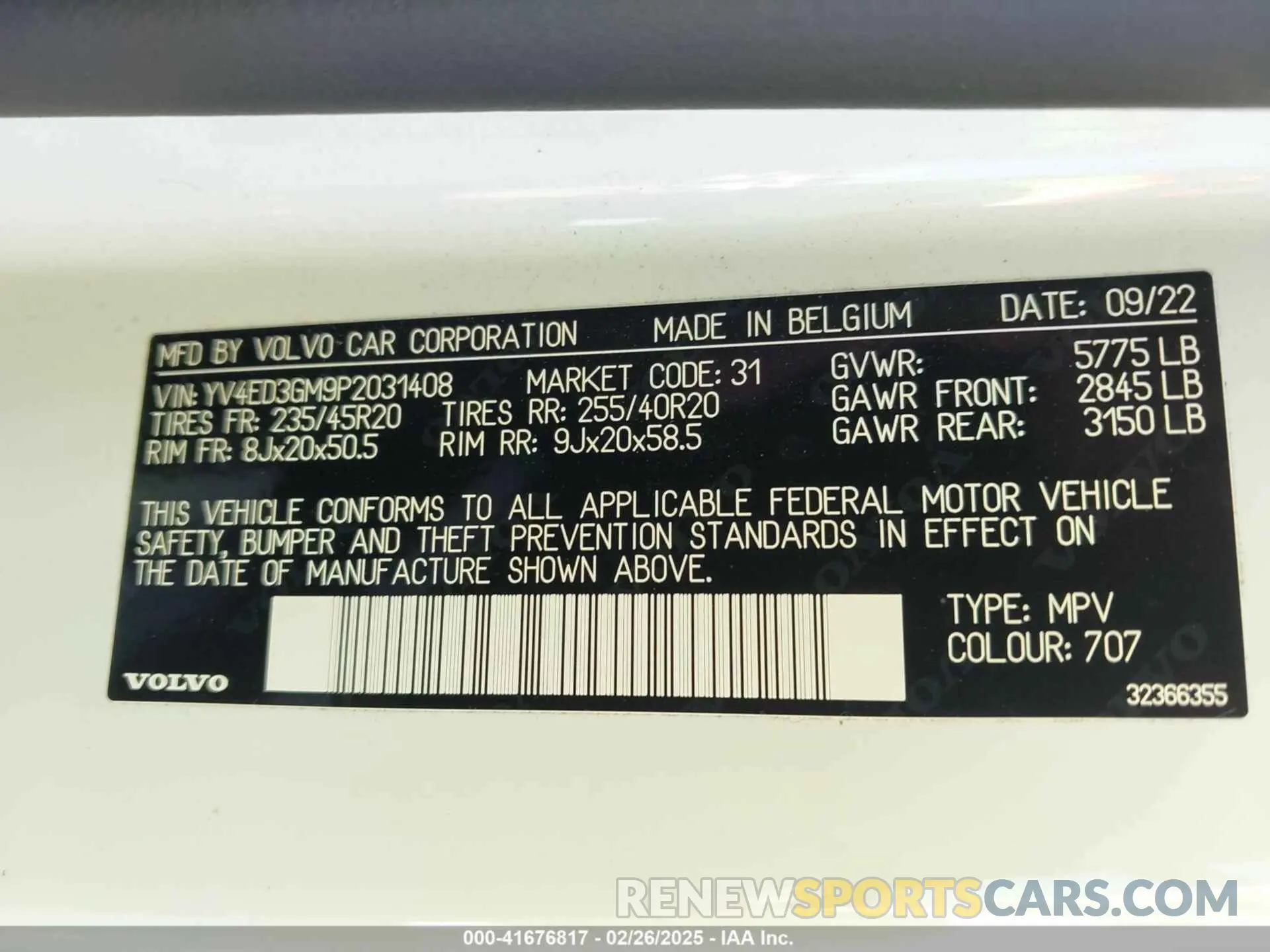 9 fotografías del automóvil dañado YV4ED3GM9P2031408 VOLVO C40 RECHARGE PURE ELECTRIC 2023