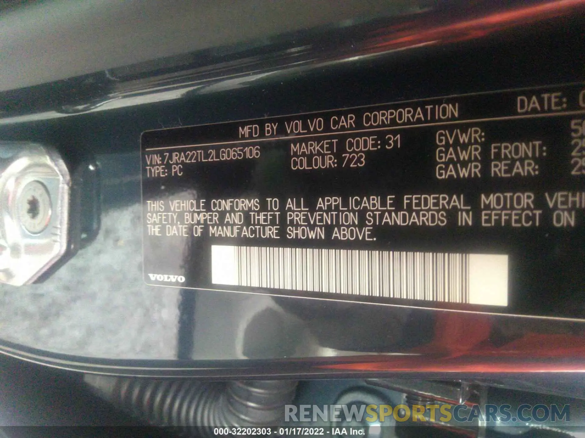 9 fotografías del automóvil dañado 7JRA22TL2LG065106 VOLVO S60 2020