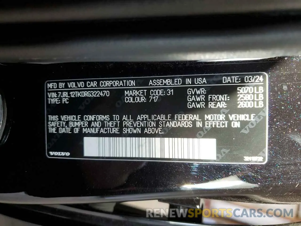 12 fotografías del automóvil dañado 7JRL12TK0RG322470 VOLVO S60 CORE 2024