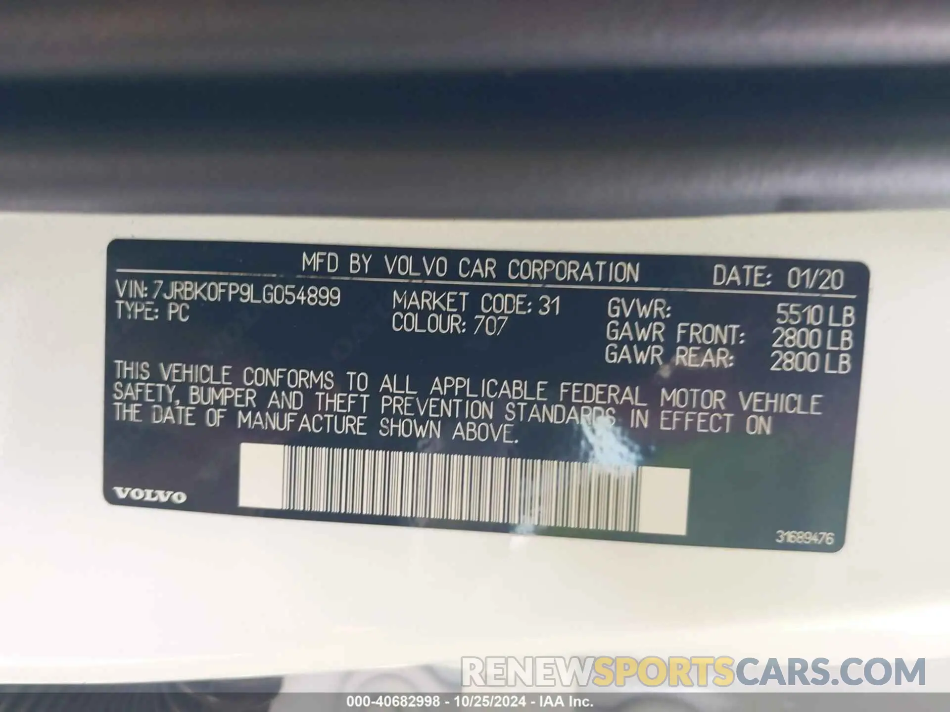9 fotografías del automóvil dañado 7JRBK0FP9LG054899 VOLVO S60 HYBRID 2020