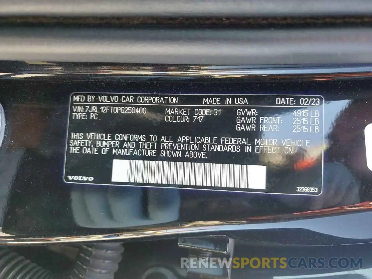 12 fotografías del automóvil dañado 7JRL12FT0PG250400 VOLVO S60 PLUS 2023