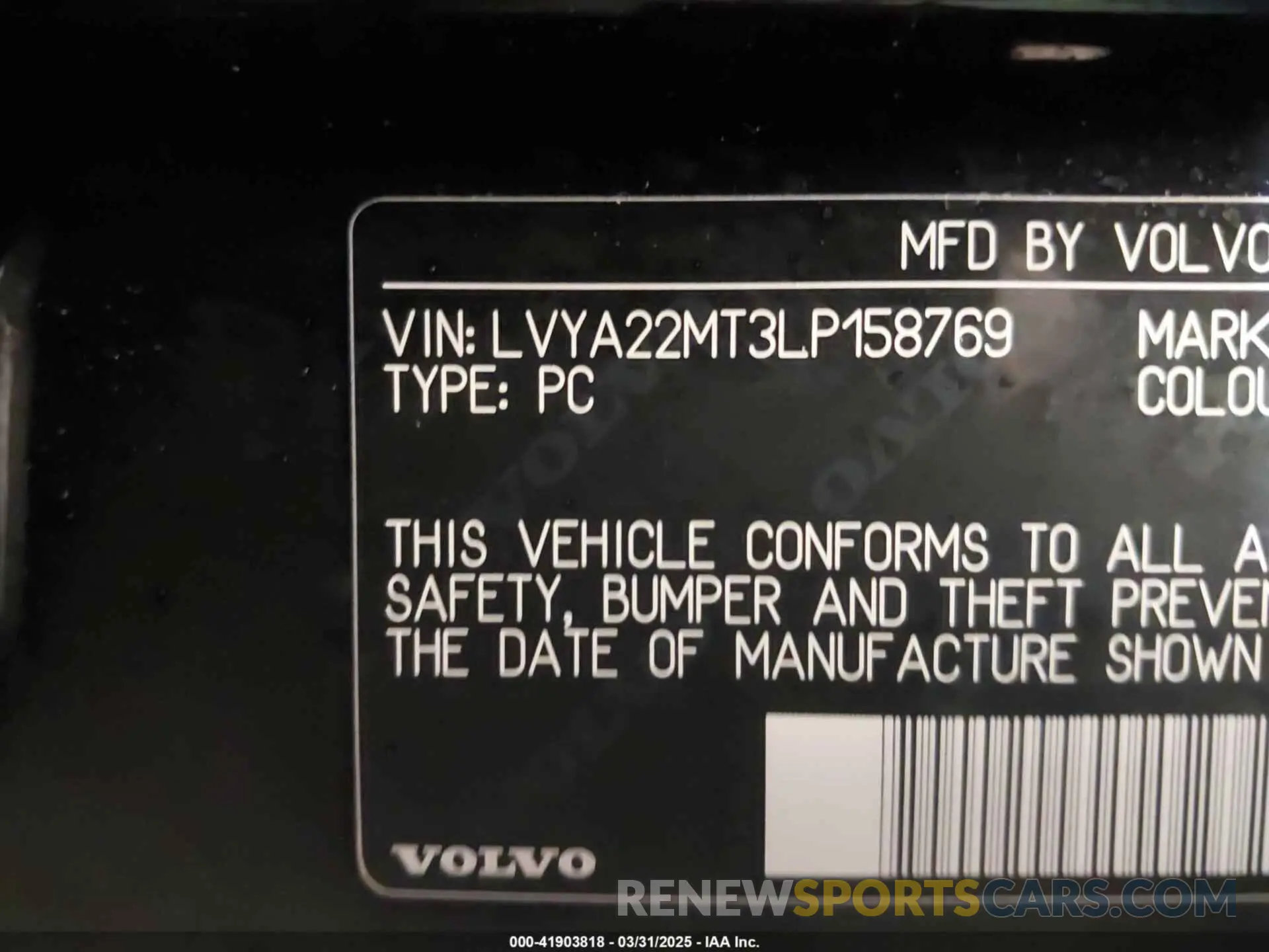 9 fotografías del automóvil dañado LVYA22MT3LP158769 VOLVO S90 2020