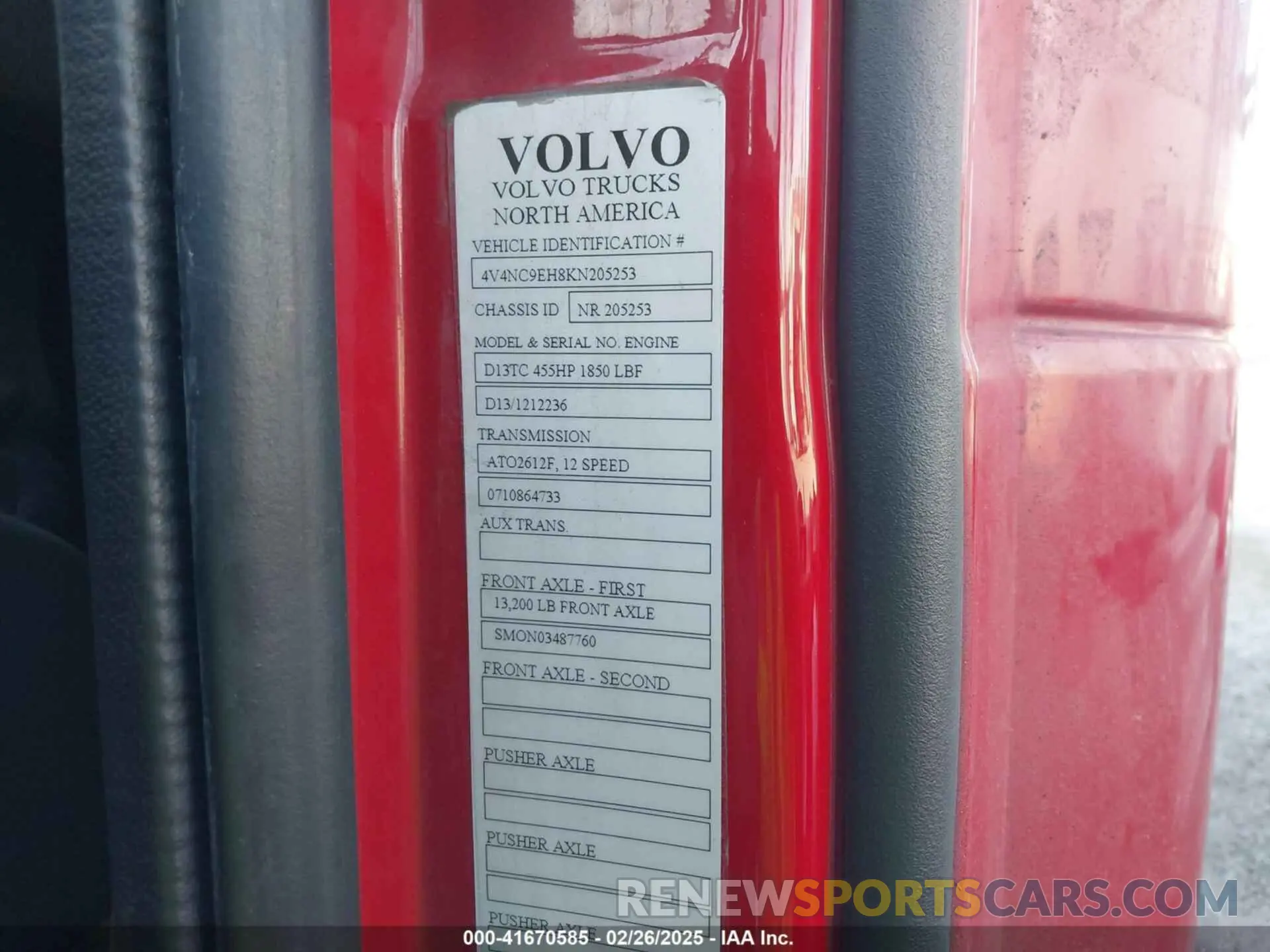 8 fotografías del automóvil dañado 4V4NC9EH8KN205253 VOLVO VNL 2019