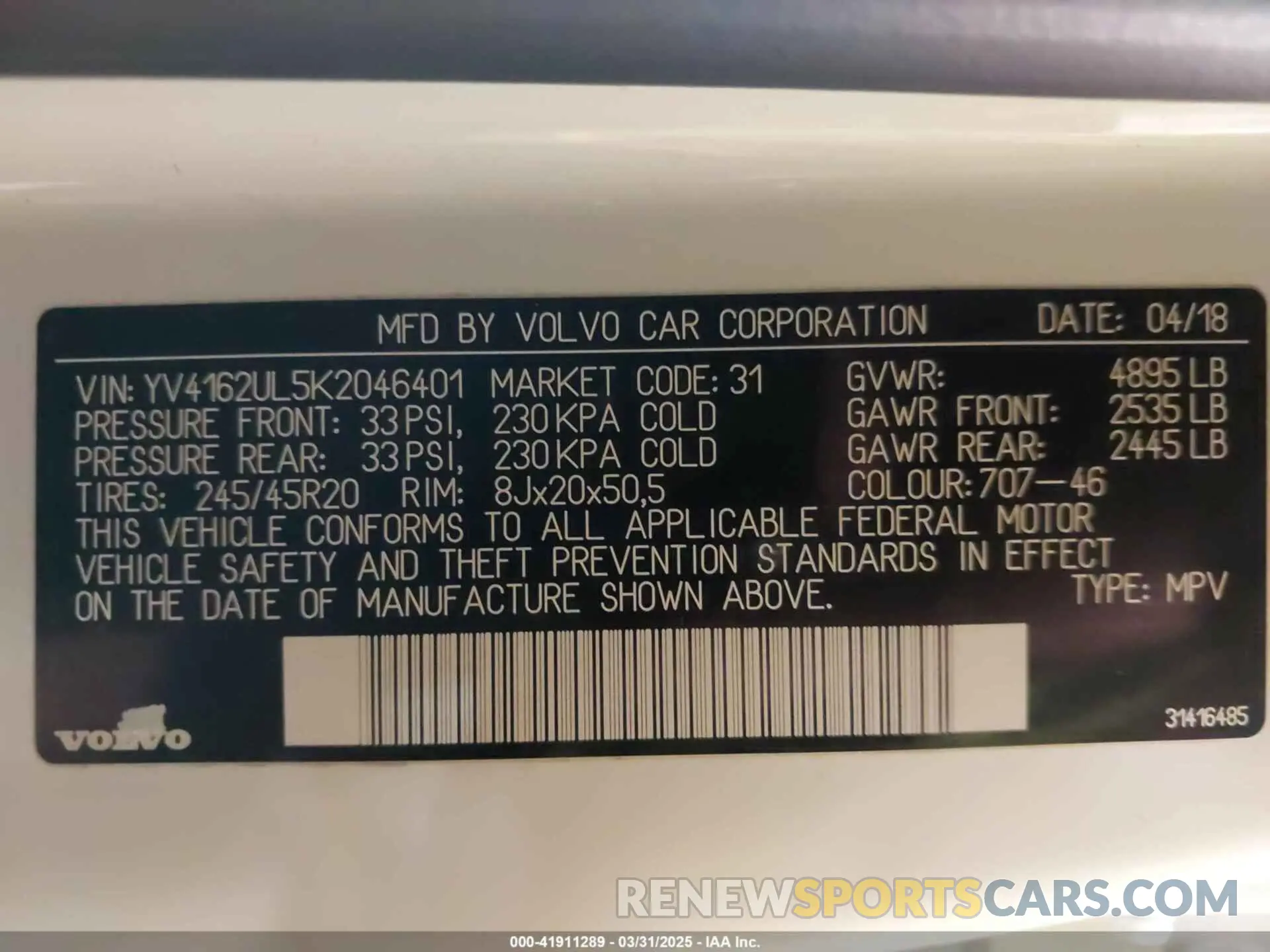 9 fotografías del automóvil dañado YV4162UL5K2046401 VOLVO XC40 2019