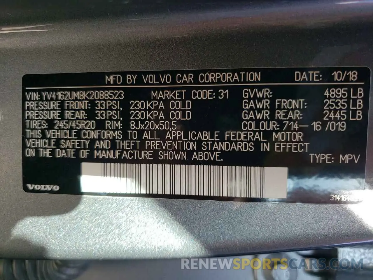 14 fotografías del automóvil dañado YV4162UM8K2088523 VOLVO XC40 2019