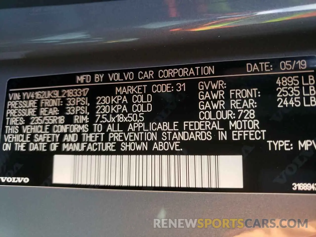 10 fotografías del automóvil dañado YV4162UK9L2183317 VOLVO XC40 2020