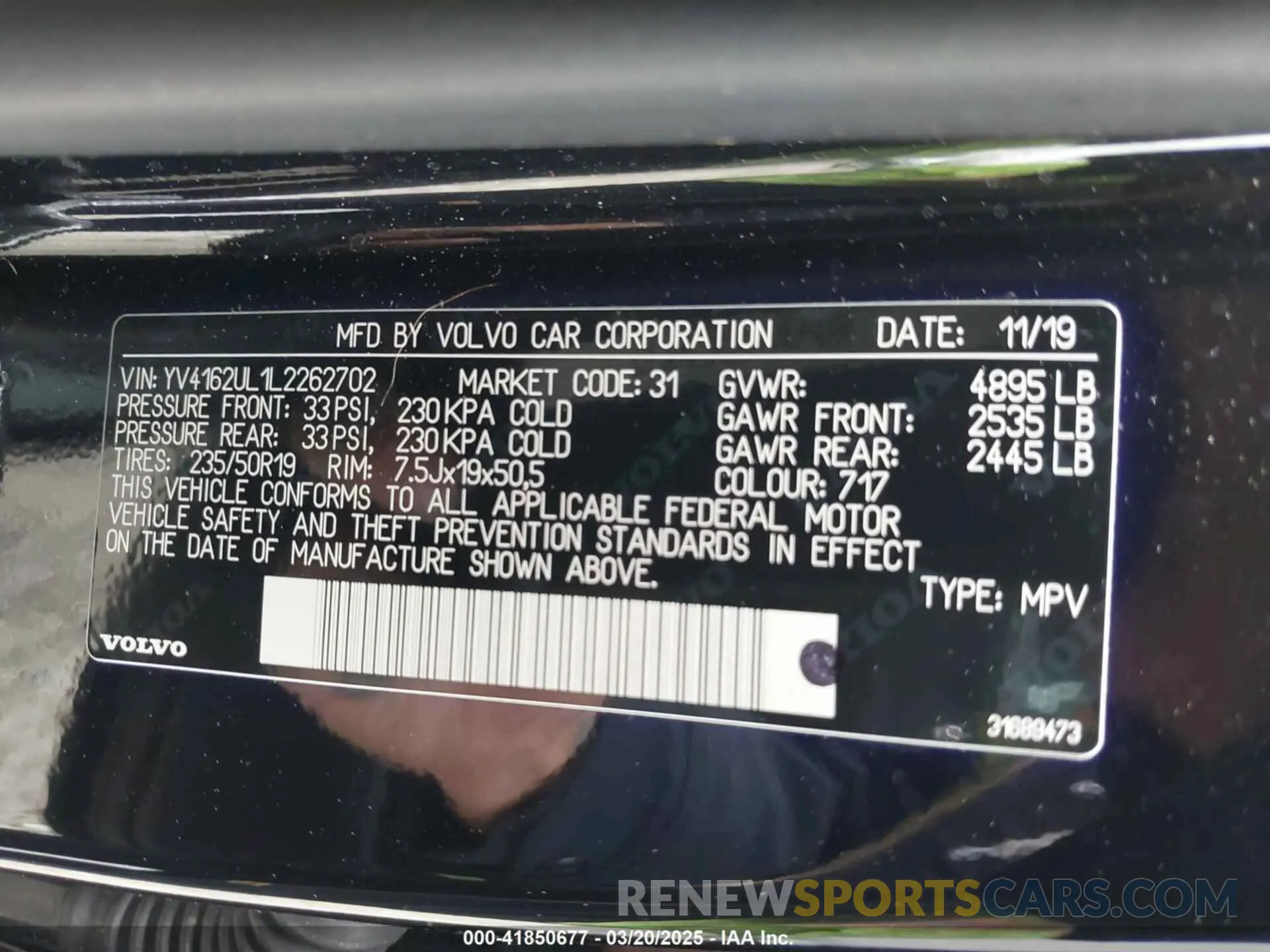 9 fotografías del automóvil dañado YV4162UL1L2262702 VOLVO XC40 2020