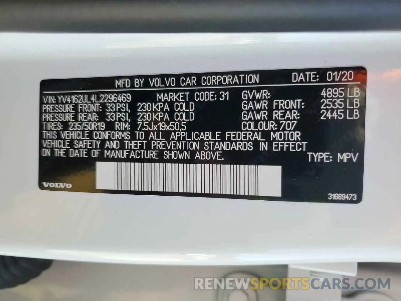 13 fotografías del automóvil dañado YV4162UL4L2296469 VOLVO XC40 2020