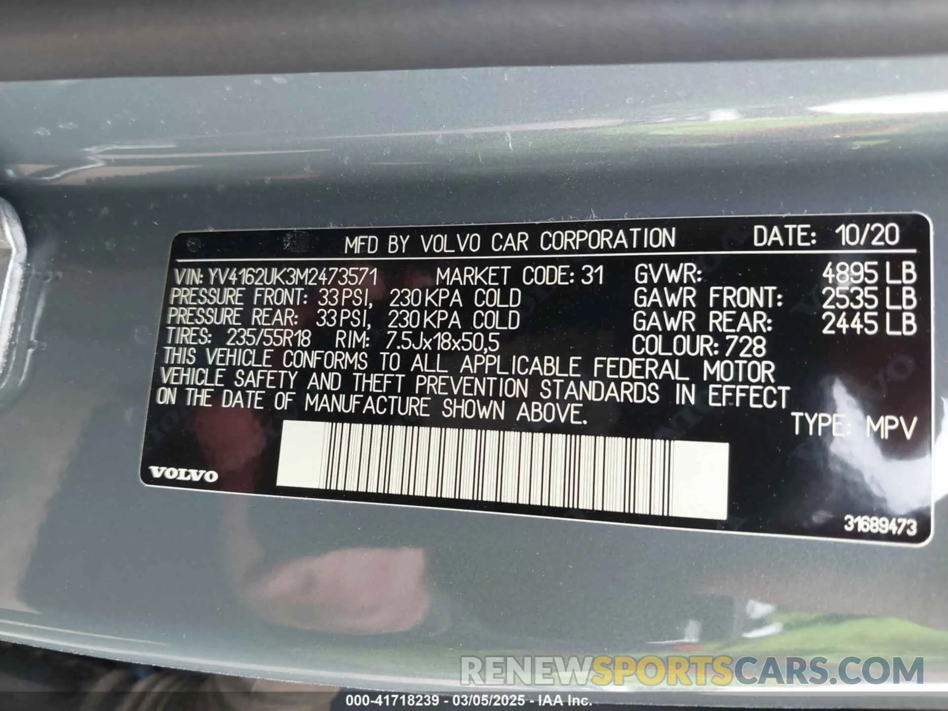 9 fotografías del automóvil dañado YV4162UK3M2473571 VOLVO XC40 2021